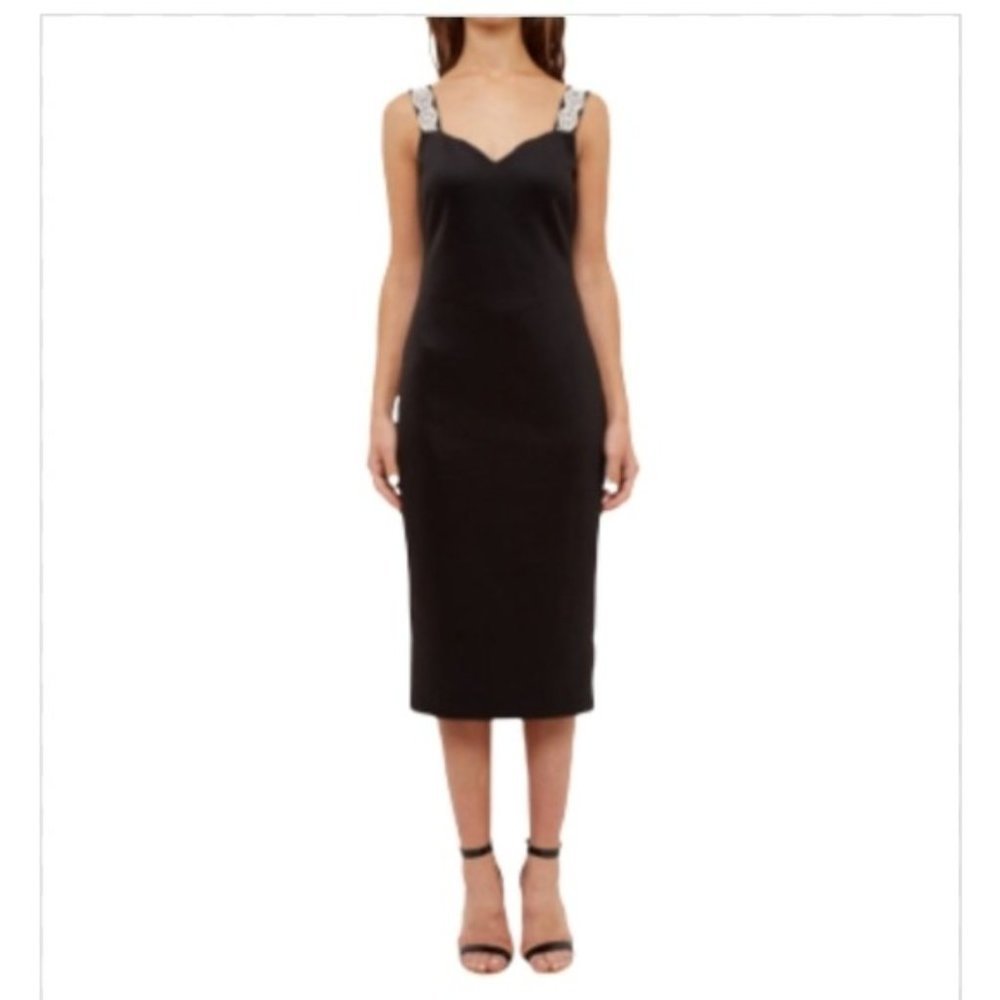 Ted BAKER LONDON BLACK MALLOY MIDI DRESS NEW
